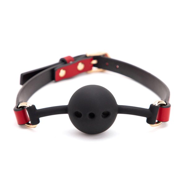 (image for) Silicone Ball Gag With Red& Black Strap