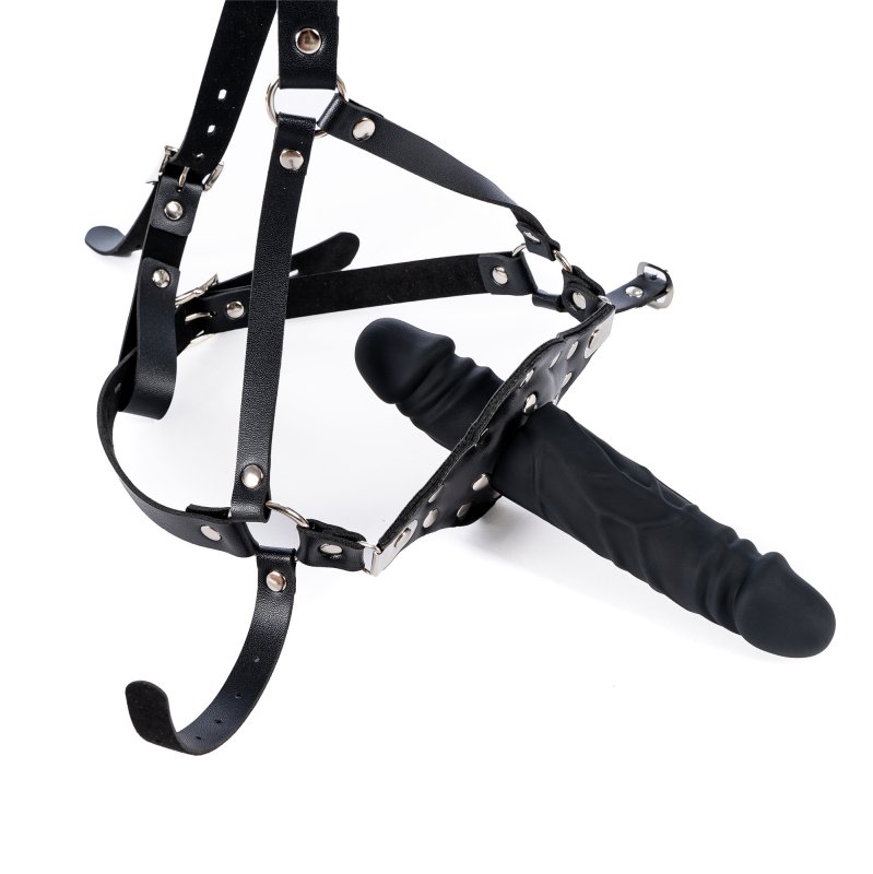(image for) Strap On Silicone Double Dildo With Penis Gag