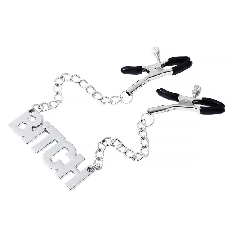 (image for) Nipple Clamp With Chain - Bitch