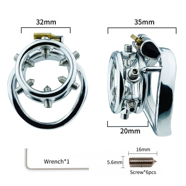 (image for) Rivet Screw Double Ring Chastity Lock Cage