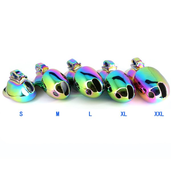 (image for) Rainbow Male Metal Chastity Cage HTV3