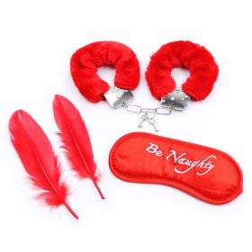 Feather Ticklers Kit With Cuffs & Blindfold