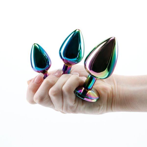 (image for) Holographic Jeweled Heart Butt Plug (Rainbow)