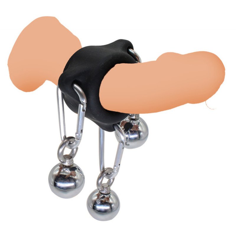 (image for) Silicone Ring with 3 Metal Pendant Balls