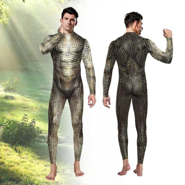(image for) Print Halloween Costume Petsuit - Snakeskin