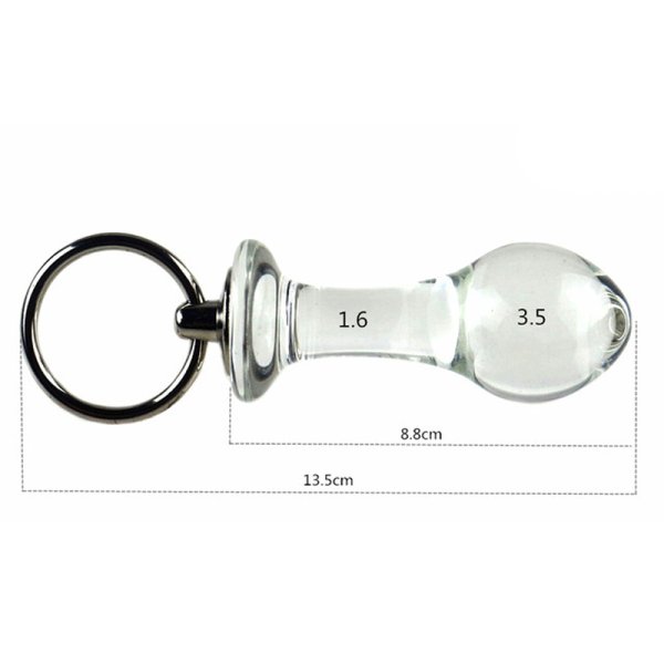 (image for) Pull Tab Round Head Glass Butt Plug