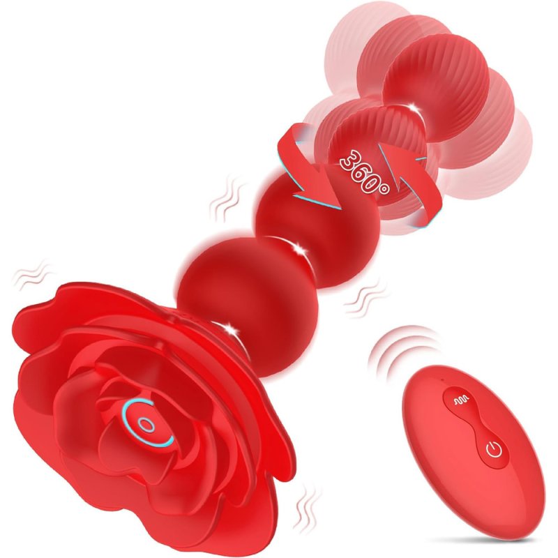 (image for) Rose Rotating Beads Anal Butt Plug