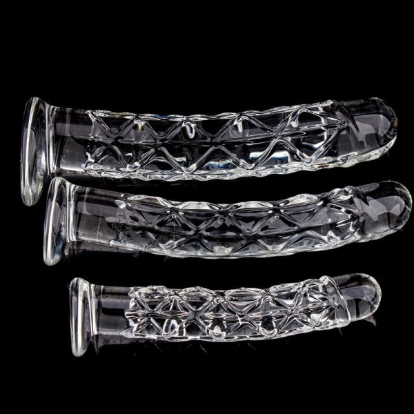 (image for) Ribbed Crystal Glass Realistic Dildo