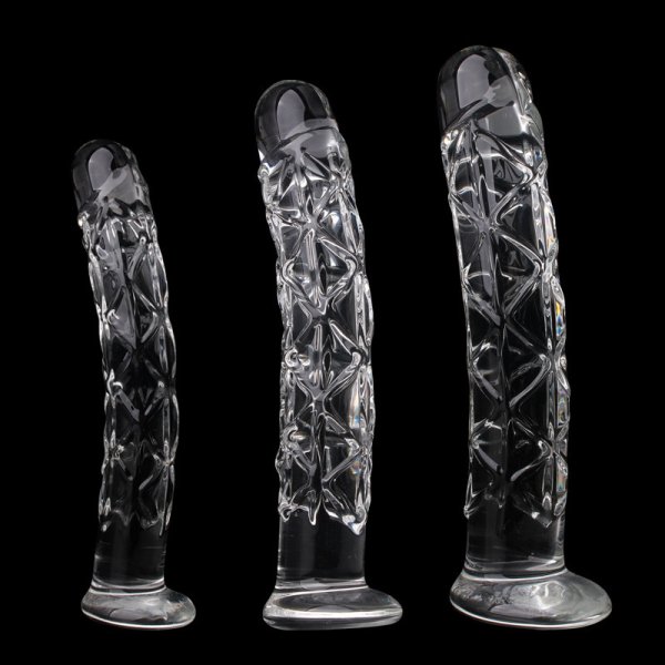 (image for) Ribbed Crystal Glass Realistic Dildo