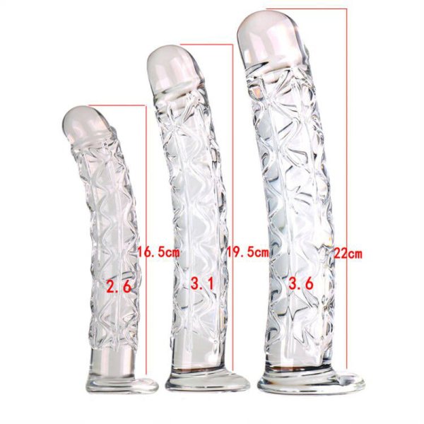 (image for) Ribbed Crystal Glass Realistic Dildo