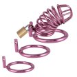 (image for) Gold/DarkPink Metal Chastity Cage Device(3 Rings)