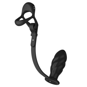 Cock & Ball Ring With Thread Anal Plug