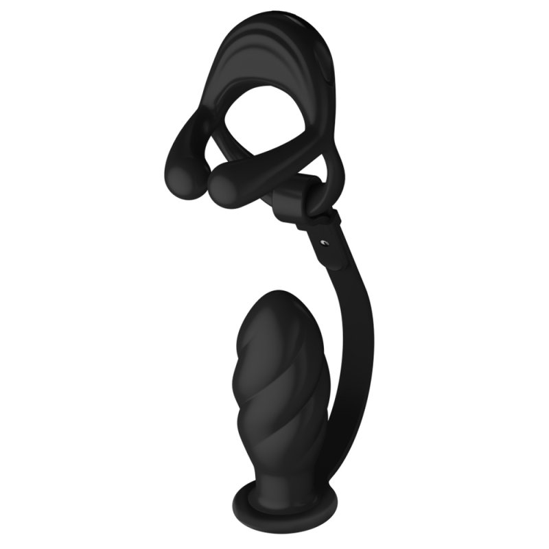 (image for) Silicone Vibrating Cock Ring with Thread Anal Vibrator