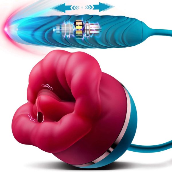 (image for) Big Mouth 3in1 Rose Shaped Thrusting Vibrator