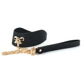 Bow Tie Golden Leash Collar