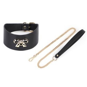 Bow Tie Golden Leash Collar