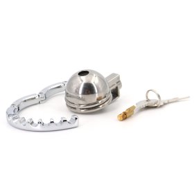Round Lid Gear Ring Metal Chastity Cage