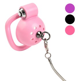 Button Lock Chastity Cage With Traction Leash