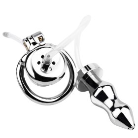 Chastity Cage With Enema Butt Plug