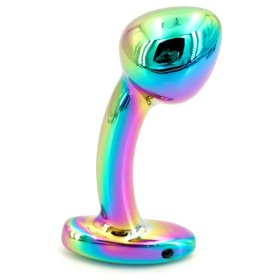 Curved Stainless P-Spot Anal Plug - Rainbow
