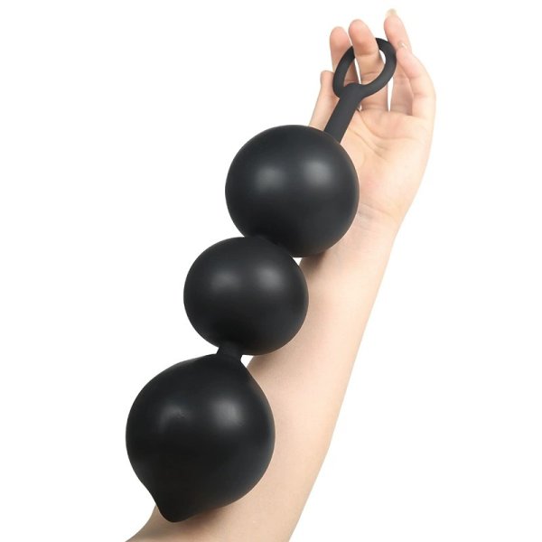 (image for) 3 Balls Black Inflatable Anal Bead