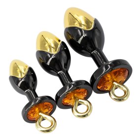 Fig Double Color Aluminum Alloy Butt Plug With Pull Ring