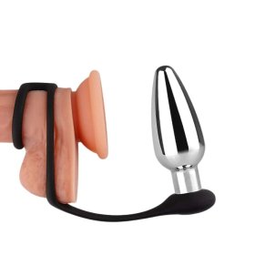 Vibrating Butt Plug With Cock And Ball Rings