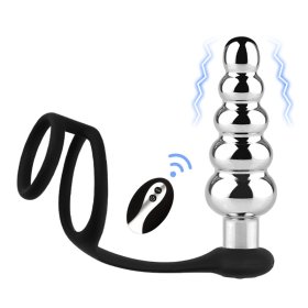 Vibrating Anal Beads With Cock And Ball Rings
