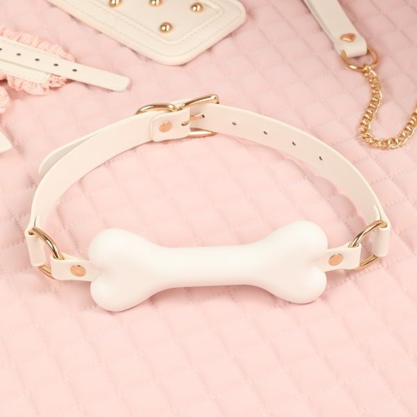 (image for) White & Pink Fairy Leather Bit Gag