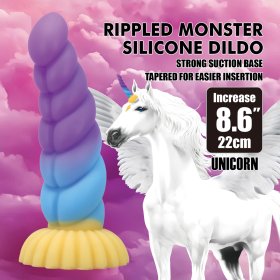 8.6" Silicone Rippled Unicorn Dildo