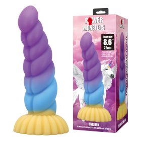 8.6" Silicone Rippled Unicorn Dildo