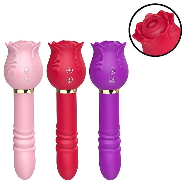 (image for) Double-sided Rose Wand Thrusting Vibrator