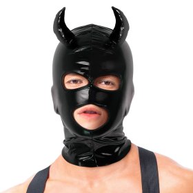 Latex Hood Mask Demon Horns Mask