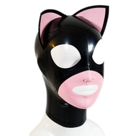 Latex Pink Kitty Hood
