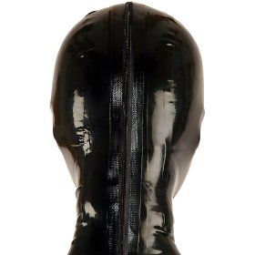 Latex Mask In Black with A Red Mouth