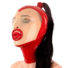 Latex Hood With Ponytail