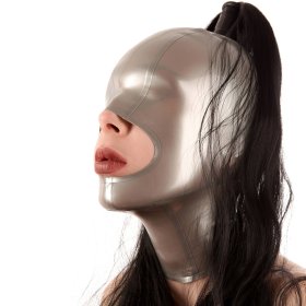 Latex Mask Blindfold With 1 Ponytail