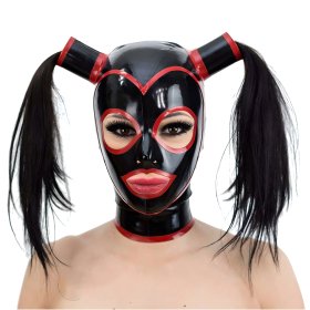 Latex Hood with Pigtails and Contrast Trim