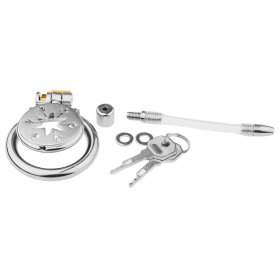 Snowflake Flat Chastity Cage With Urethral