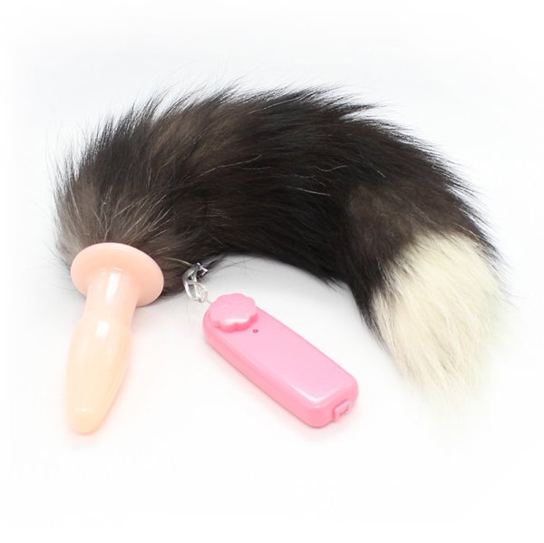 (image for) Faux Fur Fox Tail Vibration Jelly Butt Plug