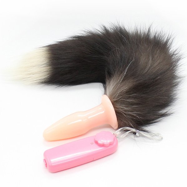 (image for) Faux Fur Fox Tail Vibration Jelly Butt Plug