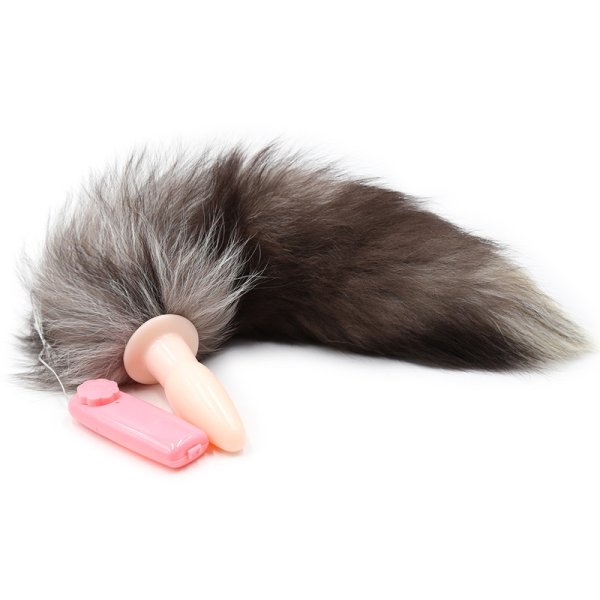 (image for) Faux Fur Fox Tail Vibration Jelly Butt Plug
