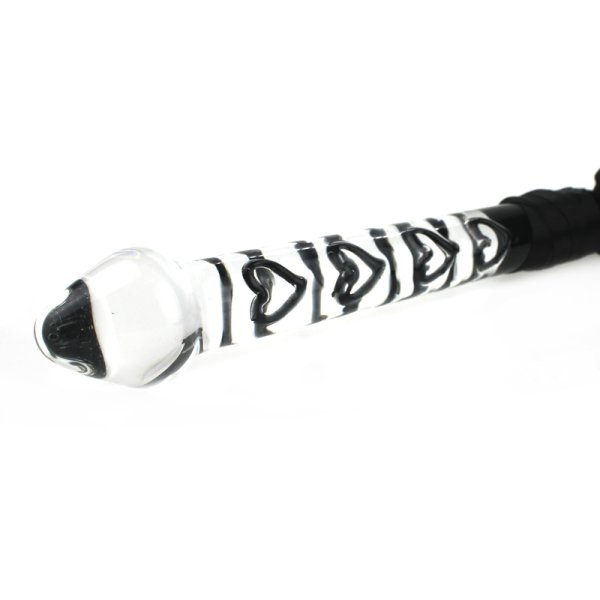 (image for) Heart Glass Dildo With Whip