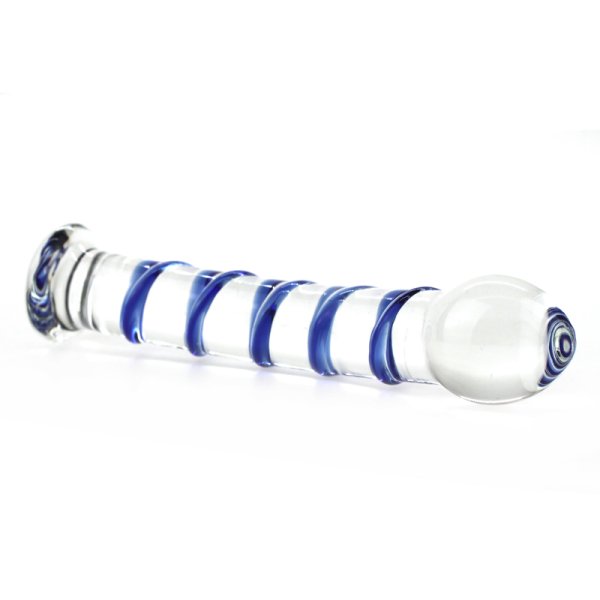 (image for) Blue Swirl Rocket Glass Dildo