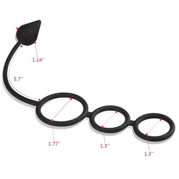 (image for) Triple Threat Silicone Tri Cock Ring with Anal Plug
