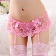 (image for) Lovely Butterfly Knot Lace Trim G-string With Garters