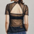(image for) Black Transparent Back Hollowed-out Lace Tops
