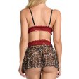 (image for) Wild Leopard Printed Mesh Hollowed-out Bra&panty Dress Set