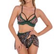 (image for) Wild Leopard Printed Mesh Hollowed-out Bra&panty Dress Set