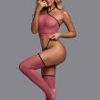(image for) Hot Selling Pink Haltered Mesh Nightwear Suit